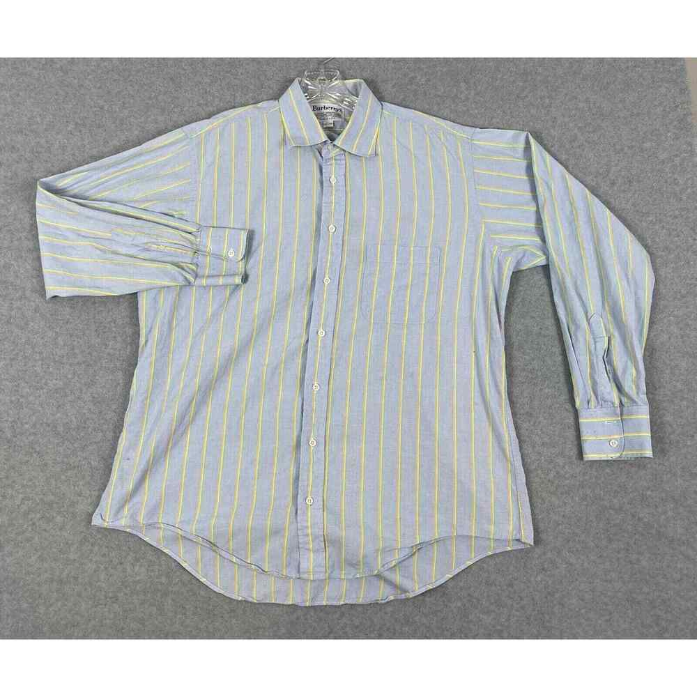 VTG Burberrys Shirt Mens 17 - 35 Blue Striped Button Up CONDITION ISSUES